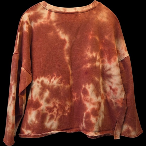 Pink Rose 1X Tie Dye Boxy Crew Neck Rust - Picture 2 of 4
